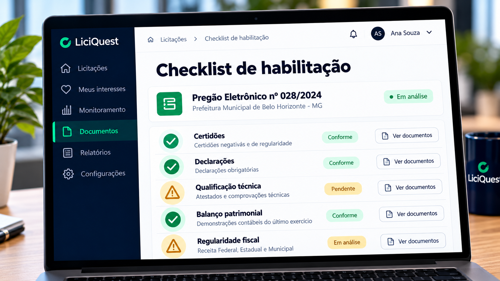 Checklist de habilitação no LiciQuest